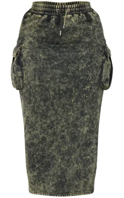 Shape Khaki Washed Sweat Maxi Skirt