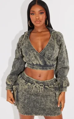 Shape Khaki Washed Sweat Mini Skirt