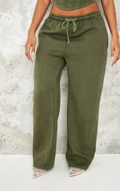 Shape Khaki Washed Wide Leg Sweatpants
