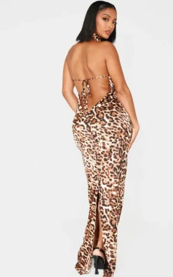 Shape Leopard Halter Neck Maxi Dress