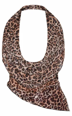 Shape Leopard Print Halter Neck Cowl Top
