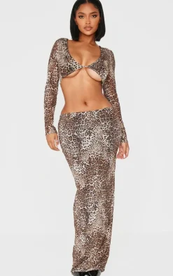 Shape Leopard Print Long Sleeve Crop Top