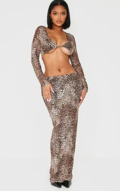 Shape Leopard Print Low Rise Maxi Skirt