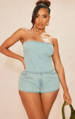 Shape Light Blue Acid Wash Denim Bandeau