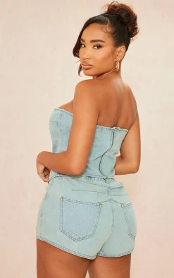 Shape Light Blue Acid Wash Denim Bandeau