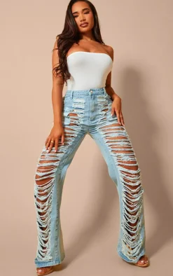 Shape Light Blue Denim Fray Detail Jeans