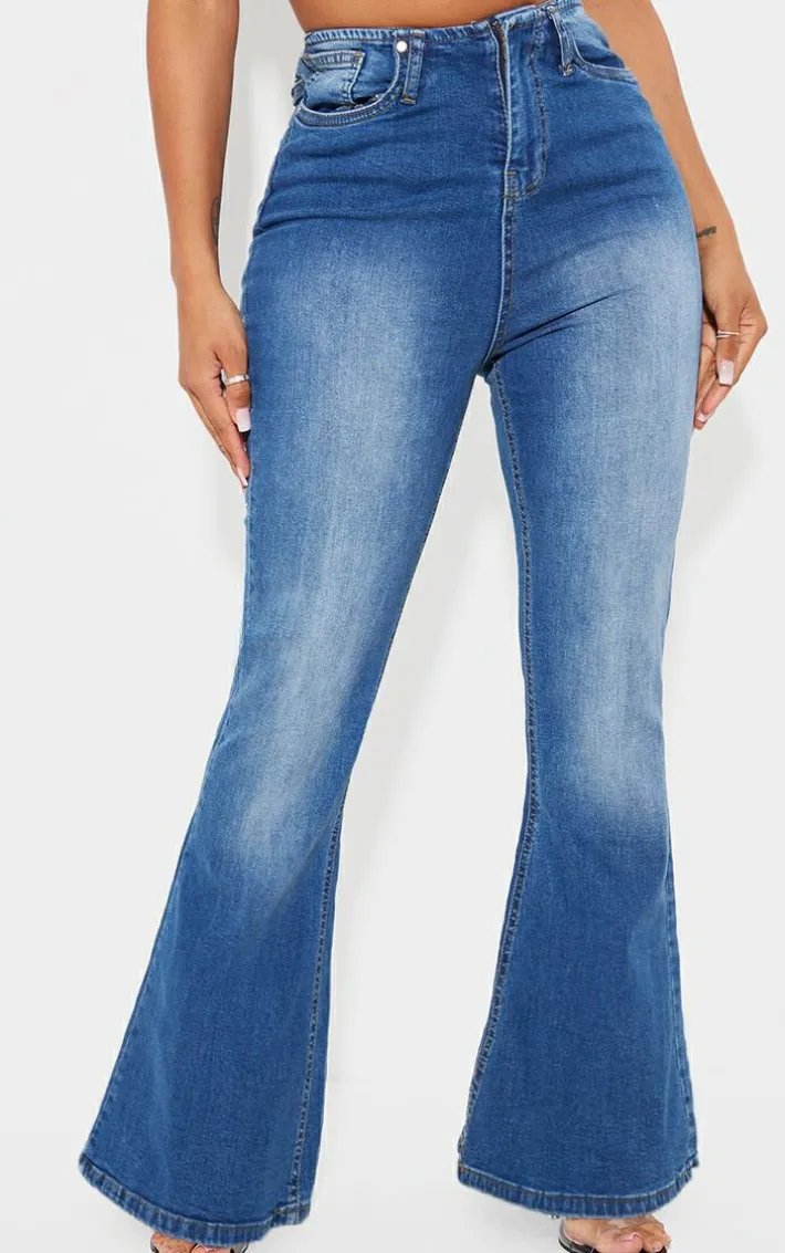 Shape Light Blue Denim Low Rise Flare Jeans
