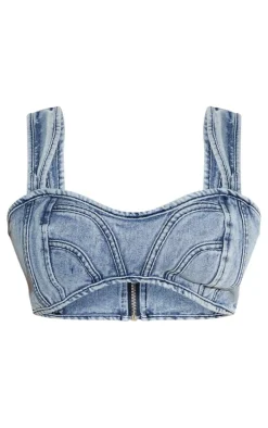 Shape Light Blue Denim Seam Detail Bralet