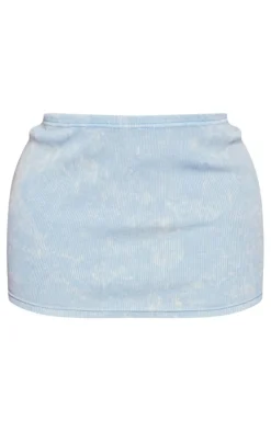 Shape Light Blue Heavy Rib Low Rise Micro Mini Skirt