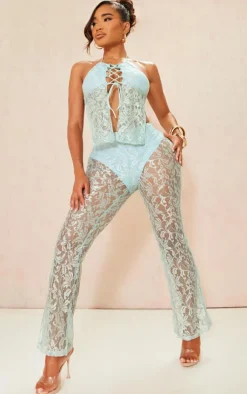 Shape Light Blue Lace Panties Insert Flare Pants