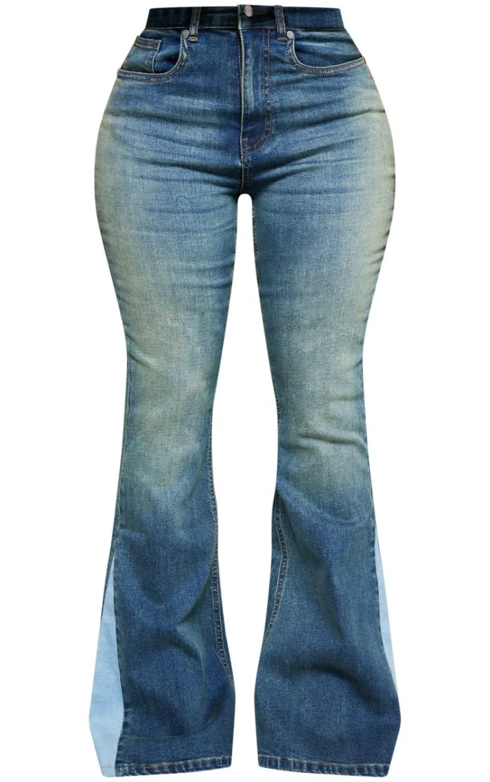 Shape Light Blue Stretch Denim High Waist Extreme Flare Jeans