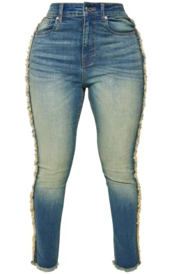 Shape Light Blue Stretch Denim Fray Detail Skinny Jeans