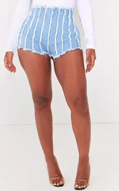 Shape Light Blue Wash Denim Seam Detail Shorts