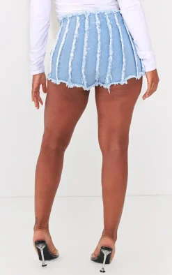 Shape Light Blue Wash Denim Seam Detail Shorts