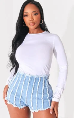 Shape Light Blue Wash Denim Seam Detail Shorts