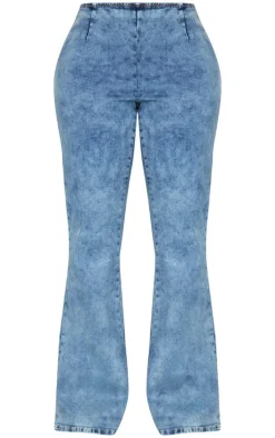 Shape Light Blue Wash Denim Lace Up Back Flare Jeans