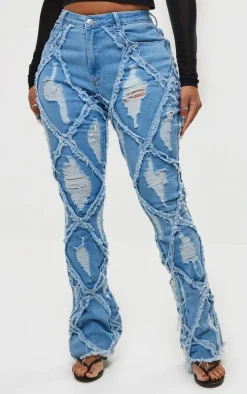 Shape Light Blue Wash Denim Seam Detail Flare Jeans