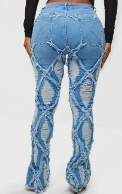 Shape Light Blue Wash Denim Seam Detail Flare Jeans