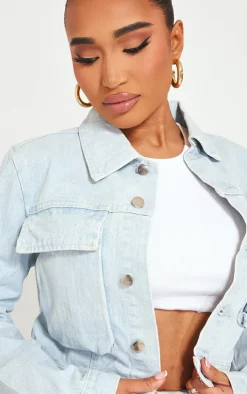 Shape Light Blue Wash Low Waist Frayed Hem Denim Shorts