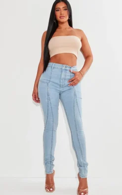 Shape Light Blue Wash Panel Detail Skinny Jeans