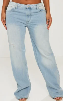 Shape Light Blue Washed Denim Wide Leg Jeans