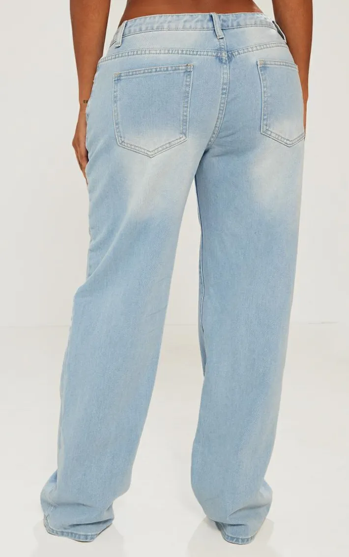 Shape Light Blue Washed Denim Wide Leg Jeans