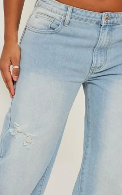 Shape Light Blue Washed Denim Wide Leg Jeans