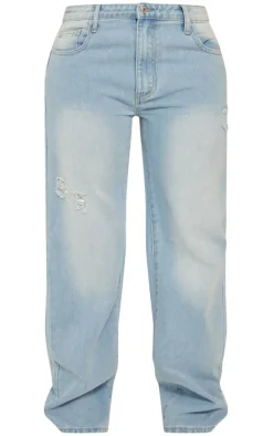 Shape Light Blue Washed Denim Wide Leg Jeans