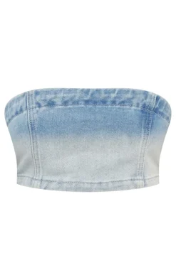 Shape Light Blue Washed Denim Bandeau Top