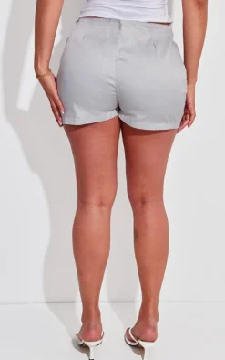 Shape Light Grey Lace Up Front Twill Shorts