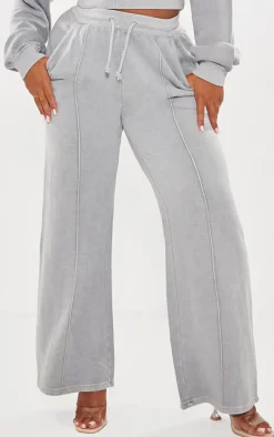 Shape Light Grey Sweat Seam Detail Wide Leg Sweatpants