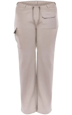 Shape Light Grey Toggle Waist Pocket Detail Wide Leg Sweatpants