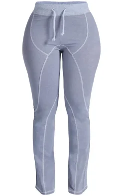 Shape Light Grey Washed Cotton Seam Detail Flare Leggings