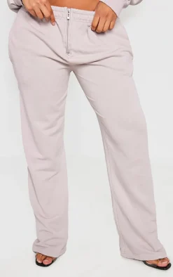 Shape Light Grey Washed Zip Waist Straight Leg Sweatpants