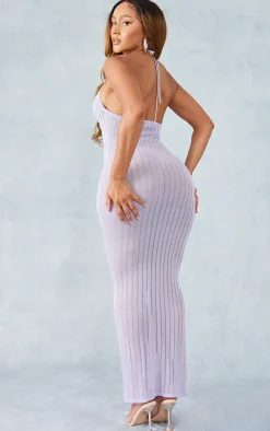 Shape Lilac Knit Halterneck Maxi Dress