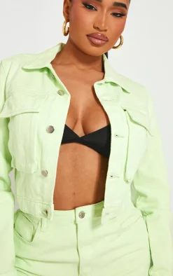 Shape Lime Denim Pocket Detail Cropped Jacket