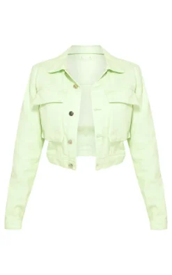 Shape Lime Denim Pocket Detail Cropped Jacket