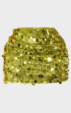 Shape Lime Disc Sequin Mini Skirt