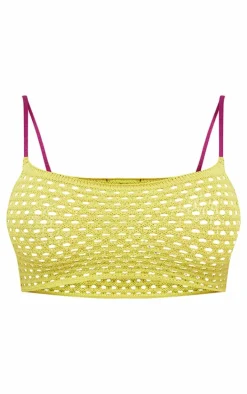 Shape Lime Knit Contrast Strappy Crop Top