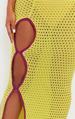 Shape Lime Knit Contrast Seam Maxi Skirt