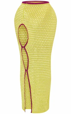 Shape Lime Knit Contrast Seam Maxi Skirt