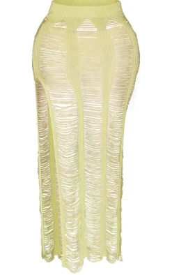 Shape Lime Knit Ladder Maxi Skirt