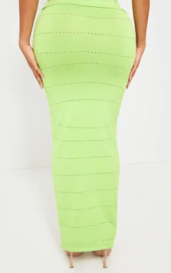 Shape Lime Knit Low Rise Maxi Skirt