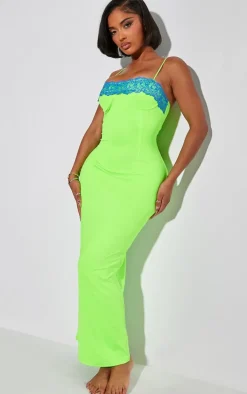 Shape Lime Lace Cup Detail Sculpted Maxi Dress