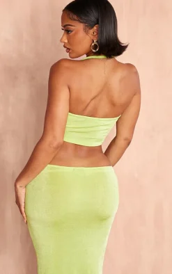Shape Lime Slinky Acetate Halterneck Bandeau Top