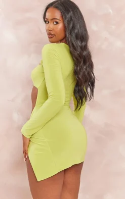 Shape Lime Slinky Knot Detail Cut Out Mini Dress