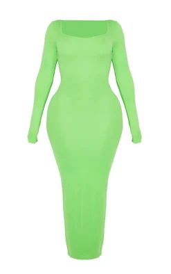 Shape Lime Stretch Seamless Long Sleeve Maxi Dress