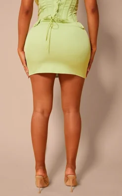 Shape Lime Woven Micro Mini Skirt