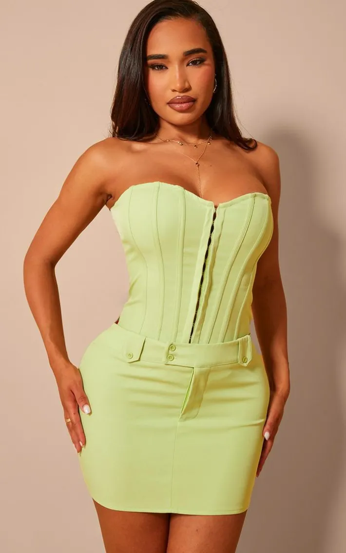 Shape Lime Woven Micro Mini Skirt