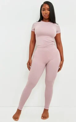 Shape Mauve Stretch Seamless Short Sleeve Longline Top